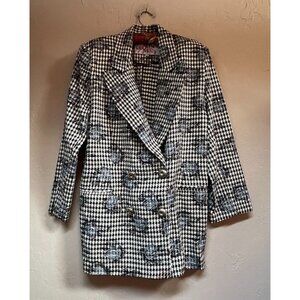 Secrets Lavese en Casa Embroidered Floral Gingham Jacket Double-Breasted Large